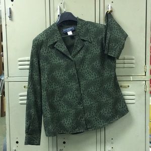 Norton McNaughton Green Leopard Print Top